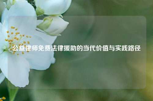 公益律师免费法律援助的当代价值与实践路径