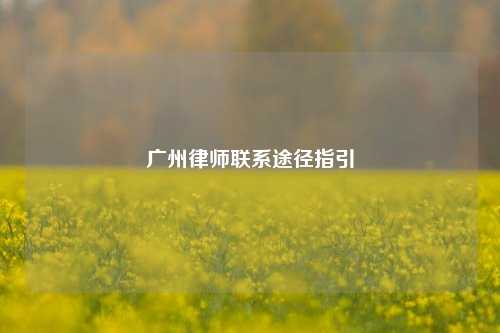 广州律师联系途径指引