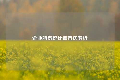 企业所得税计算方法解析