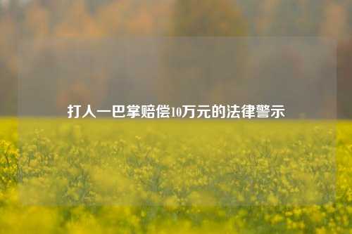打人一巴掌赔偿10万元的法律警示