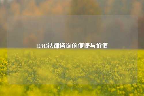 12345法律咨询的便捷与价值